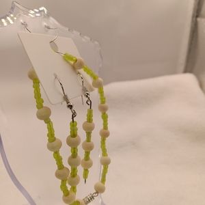 Handmade wire beaded bracelet and earrings